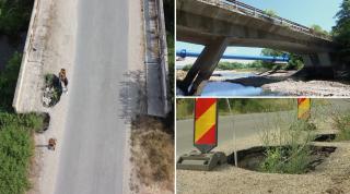 Podul din Cluj "unic" în lume: are un crater de 2 metri prin care se vede apa. "Are vreo 8-10 ani. Dumnezeu cu mila"