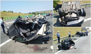 Mașină ruptă în două pe Autostrada Soarelui. Accident cumplit pe sensul către București, în apropiere de Cernavodă