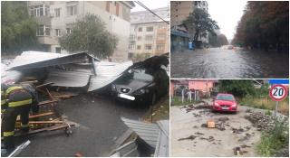 Copaci puși la pământ, acoperişuri smulse, mașini distruse. O vijelie de doar 15 minute a făcut prăpăd în Focşani