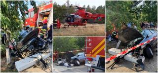 Copilaș de 2 ani în stare critică, după un accident cumplit pe o șosea din Teleorman. Un Renault Clio s-a făcut praf într-un cap de pod, la Orbeasca