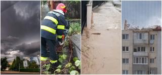 "Hai cu barca!". Dezastru în vestul țării, după codul roșu de ploi, grindină și vijelii. În Timiş, vântul a bătut cu puterea unui uragan
