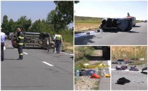 "Amândoi copii au zburat afară". Filmul tragediei din Bihor. O fetiţă de 10 ani şi tatăl vitreg, morţi în accident. Sora geamană a copilei, in stare gravă