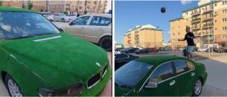 Ce se întâmplă când combini pasiunea pentru sport cu cea pentru maşini? "Apare" un BMW tapiţat în cel mai original mod