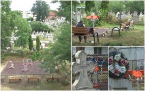 Loc de antrenament, gard în gard cu odihna veşnică. În Făgăraş, seniorii au teren de fitness cu vedere la cimitir: "Mâine sunt şi eu acolo"