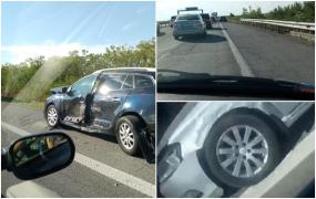 Accident în lanţ pe A1, pe sensul spre Piteşti: 4 autoturisme și un TIR au fost implicate. O persoană a fost rănită