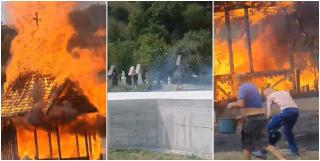 "Nu vă apropiați, vai de capul meu!". Altar în flăcări, din cauza unei lumânări aprinse. Sătenii din Iued au sărit să stingă vâlvătaia