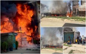 Incendiu violent la o biserică din Constanţa: Toate persoanele aflate în blocul de lângă lăcaşul de cult au fost evacuate