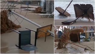 Iadul s-a dezlănţuit în Vama Veche: Averse torenţiale, umbrele smulse de vânt şi şezlonguri luate de valuri