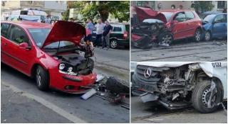Carambol în centrul Capitalei. Patru mașini și o dubă s-au ciocnit în zona Foișor