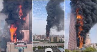 Incendiu uriaș în China. Un bloc turn cu zeci de etaje a luat foc în provincia Hunan. Nu se cunoaște numărul victimelor