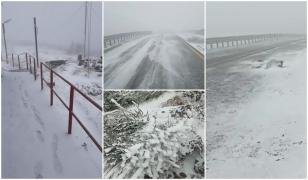 Au început ninsorile și viscolul la munte. Ninge pe Transalpina, strat de zăpadă la Vlădeasa, în Apuseni
