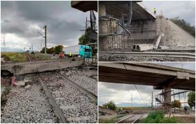 "Nu a fost avertisment, nimic!". O grindă uriașă din pasajul Prejmer s-a prăbușit peste șine. Mecanicul unui tren Regio a evitat o tragedie în ultimul moment