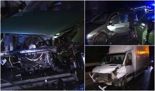 Carambol cu 3 maşini şi un camion, în Chitila. Două persoane au rămas încarcerate, după ce vehiculele s-au făcut praf