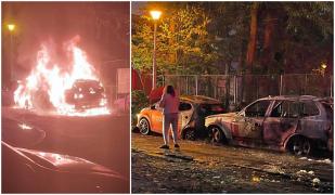 Un BMW X3 și o Toyota s-au făcut scrum într-o parcare din Iași. Poliţiştii nu exclud ipoteza unei răzbunări