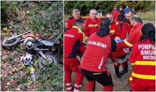 Un copil de 12 ani a căzut cu motocicleta într-o prăpastie. Tatăl băiatului a fost cel care a sunat la 112