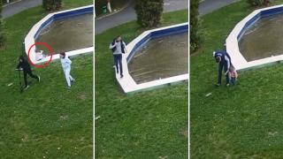 Momentul în care un copil de 2 ani, lăsat nesupravegheat, e salvat de la înec de un polițist local, în Slobozia
