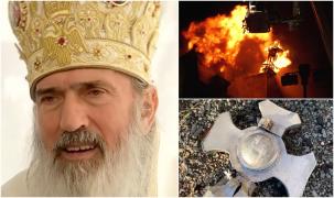 Filmul incendiului uriaş care a distrus acoperişul Arhiepiscopiei Tomisului. Gestul iresponsabil făcut de ÎPS Teodosie în timp ce pompierii se luptau cu flăcările