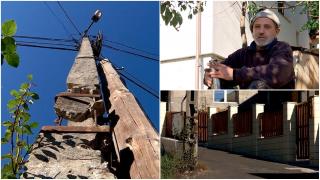 "Au pus o plombă la stâlp": Cum a fost reparat un stâlp din Baia Mare. Localnicii se tem că ar putea să cadă peste ei