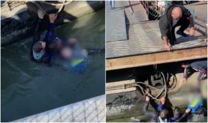 Imagini dramatice la Galaţi. Copil salvat în ultima clipă de un marinar, după ce a vrut să se urce într-un bac şi a căzut în apele reci ale Dunării