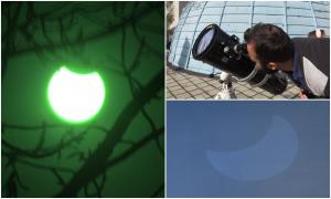Cum s-a văzut Eclipsa parţială de Soare din Bucureşti şi marile oraşe ale ţării. La Suceava, oamenii au putut şi să audă efectele fenomenului