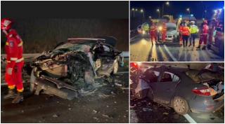 Familie cu trei copii, accident cumplit la intrarea în Balș. Impact devastator între un Renault și un BMW, pe breteaua de acces a Drumului Expres 12