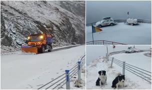 Au început ninsorile la munte. Ninge de ore bune pe Transfăgărășan, la Cota 2000 s-a depus strat de zăpadă