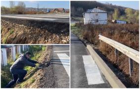 Trecerea de pietoni care duce din şanţ în parapet. Gafa marca "Dorel", explicată de primar: "Respectă planşa avizată"