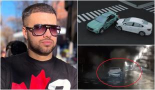 ANIMAŢIE GRAFICĂ. Culiţă Sterp, reţinut după ce a făcut accident în timp ce era băut şi fugea de poliţie. Ca să scape s-a ascuns în WC