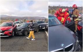 Accident în lanț cu 7 mașini pe DN1, între Ploieşti şi Braşov, sensul către București. Traficul este blocat complet