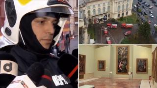 Intervenție "chirurgicală" a pompierilor, după incendiul de la Palatul Regal. Înăuntru erau opere de Brâncuşi, Grigorescu, Tonitza sau Luchian