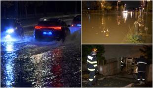Bucureştiul, sub ape după o ploaie torenţială. Canalizările nu au mai făcut faţă, şoferii au înaintat cu greu pe şosea