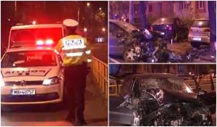 Un vitezoman a ajuns direct într-un copac, la coborârea de pe Podul Grant. Circulația, blocată ore bune în Sectorul 1 al Capitalei