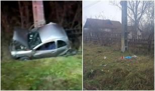 Filmul tragediei din Vâlcea, unde un băiat de 16 ani a murit, iar alți doi copii au fost răniți grav, după ce au intrat cu mașina în stâlp, la Băbeni