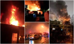 "Arde tot! Tot arde!". Piața 1 Decembrie din sectorul 3, făcută scrum azi noapte. Paznicul crede ca focul a izbucnit de la petarde