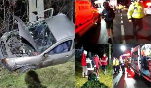 Groază pe șosea, în Vâlcea. Un băiat de 16 ani a murit, iar prietenii lui, de 13 și 14 ani, sunt în stare gravă, după ce au intrat cu mașina într-un stâlp