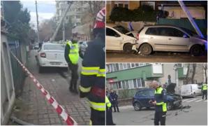 Urmărire încheiată cu un accident grav pe străzile din Bucureşti. Trei poliţişti au ajuns la Urgenţe, suspectul s-a făcut nevăzut