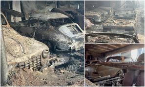 15 mașini de epocă s-au făcut scrum în incendiul din Cluj-Napoca. Pagubele depășesc 2 milioane de euro