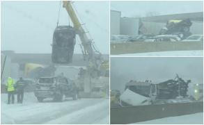 Carambol uriaş, cu zeci de mașini și camioane, pe autostrada Ohio Turnpike. Frigul arctic face ravagii în SUA
