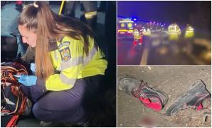 Tragedie pe autostrada București - Pitești, după ce o mașină plină cu oameni a rupt parapetul şi a plonjat în gol. Doi pasageri au murit pe loc