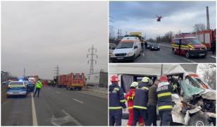 Două persoane și-au pierdut viața, iar alte trei sunt rănite după un accident grav în Dolj. Un microbuz s-a ciocnit cu un TIR