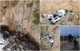 Un tată a plonjat intenționat cu o Tesla de pe stânci, cu soția și cei doi copii înăuntru. Mașina s-a prăbușit în gol zeci de metri la Devil's Slide, în California