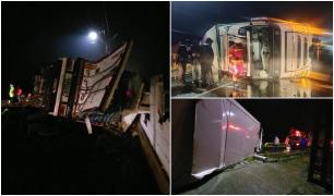 Haos pe un drum din Mehedinți, după ce un șofer de TIR turc a adormit la volan. Mastodontul a blocat ore în șir ambele sensuri de mers