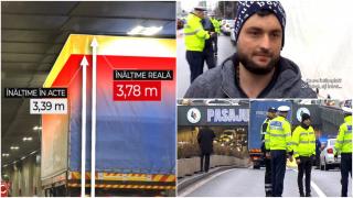 Cum a fost scos camionul rămas blocat în Pasajul Unirii. Șoferul a tăiat linia dublă continuă și a ocolit limitatorul
