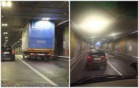 Un nou incident la Pasajul Unirii: Un camion a rămas blocat la jumătate