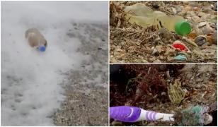 Marea Neagră "se răzbună". În loc de scoici, valurile aruncă pe plajă papuci, periuțe de dinți și alte gunoaie lăsate în urmă de turiști