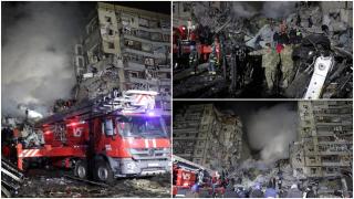 Trei zile de doliu la Dnipro: Cel puțin 25 de oameni au murit și peste 70 sunt răniți, după ce o rachetă rusească a lovit un bloc de locuințe
