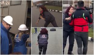 Scene halucinante la Cariera Jilţ din Gorj. O angajată de la pază a îmbrâncit și fugărit jurnaliștii când a venit Inspecția Muncii