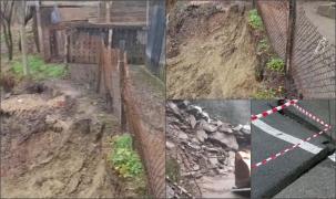 Locul în care românii se tem să mai stea în case, după ploile abundente. La câţiva metri s-a format o prăpastie