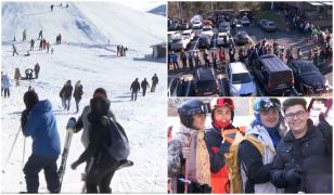 Avalanșă de turiști și nervi întinși la maximum, la munte, în această minivacanță. Copiii au profitat de fiecare petic de zăpadă