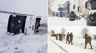 Filmul unei nopți albe: Iarna ne-a prins, iar, nepregătiți. Șoferi blocați în troiene, femei gravide salvate la limită și mulți nervi